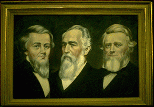 painting of the three founders of the Pony Express